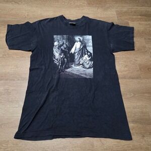 Vintage jesus t shirt singled stitch john 8:7 verse size large